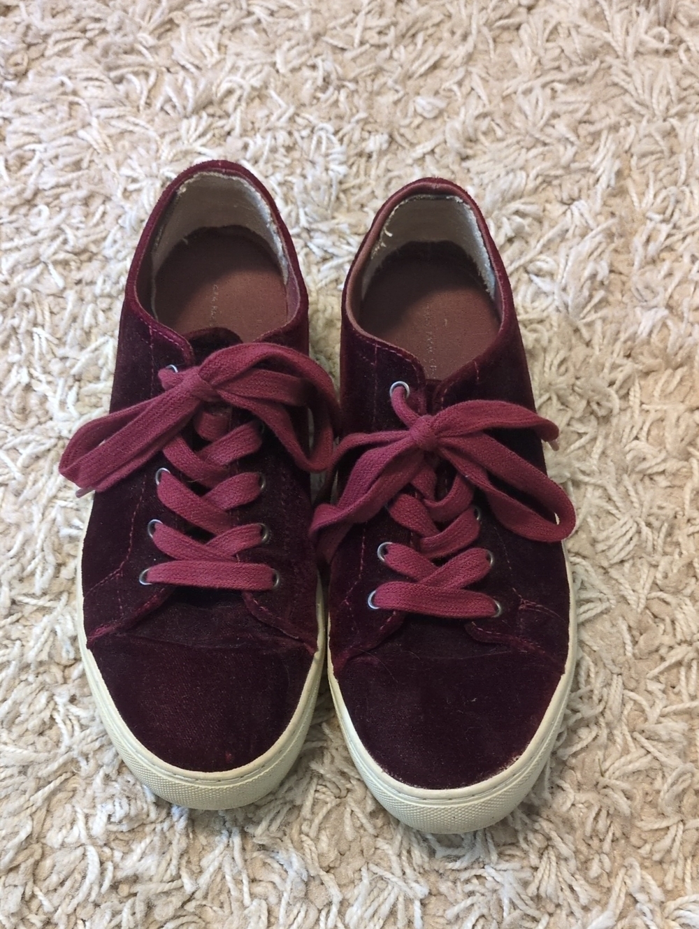 Zara Burgundy Velvet Sneakers